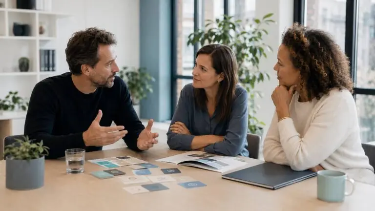Professionals bespreken een samenwerking rond werk, carrière en professionele ontwikkeling. Partners van Working BC